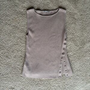 Abercrombie And Fitch Asymmetrical Brown Trendy Button Sweater Tank Size Small